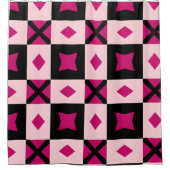 Pink 3 tone checkered shower curtain duschvorhang (Vorderseite)