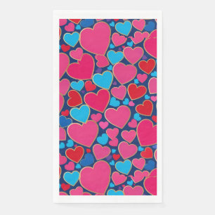 PInk 3d Herzen Serviette