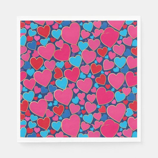 PInk 3d Herzen Serviette (Vorderseite)