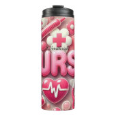 Pink 3D Nurse Medical Collage Thermosbecher (Vorderseite)