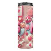Pink 3D Nurse Medical Collage Thermosbecher (Rückseite)