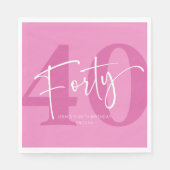 Pink 40. 40. Geburtstagsparty Serviette (Vorderseite)