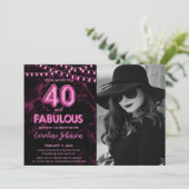 Pink 40. Geburtstag Party - 40 & Fabulous Einladung (Stehend Vorderseite)