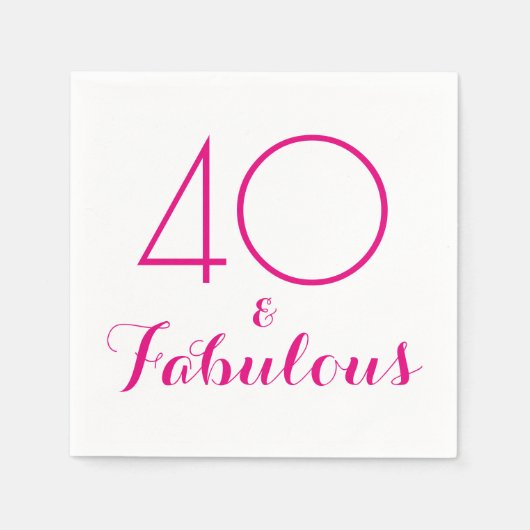 Pink 40 und fabelhafte Typografie Party Napkins Serviette (Vorderseite)