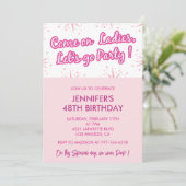 Pink 48. Geburtstag Einladungen Trendy Fun Girly (Stehend Vorderseite)
