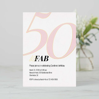 Pink 50 and Fabulous Birthday Foil Invitation Folieneinladung