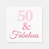 Pink 50 & Fabulous Geburtstagspapier Napkin Serviette (Vorderseite)