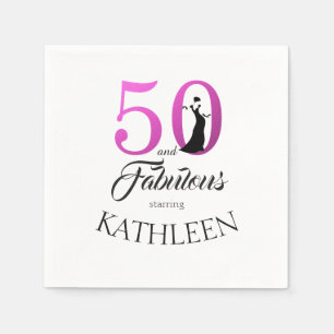Pink 50 Fantastische 50. Geburtstagspartei Monogra Serviette