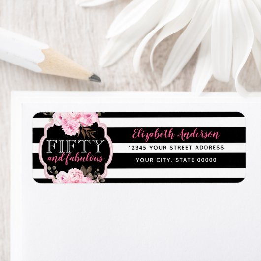 Pink 50 & Fantastische schwarze Blüten & weißer St (Insitu)