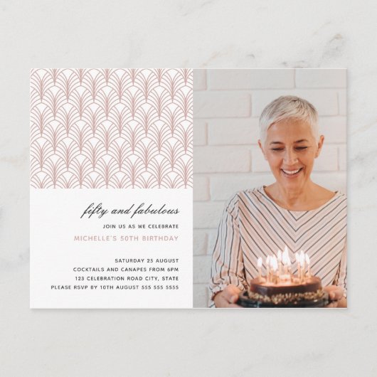 Pink 50 und fabelhafte Art Deco Foto 50. Geburtsta Postkarte (Vorderseite)