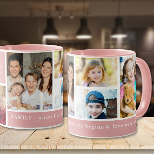 Pink 5 Foto Familie Wo das Leben Beginnt Zitat Tasse