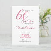 Pink 60 and Fabulous Elegant Script Birthday Einladung (Stehend Vorderseite)