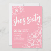 Pink 60. Geburtstagsparty Einladung (Vorderseite)