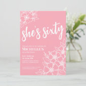 Pink 60. Geburtstagsparty Einladung (Stehend Vorderseite)