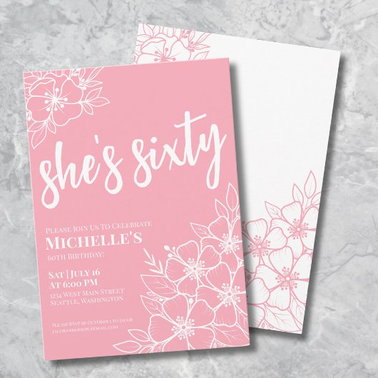 Pink 60. Geburtstagsparty Einladung