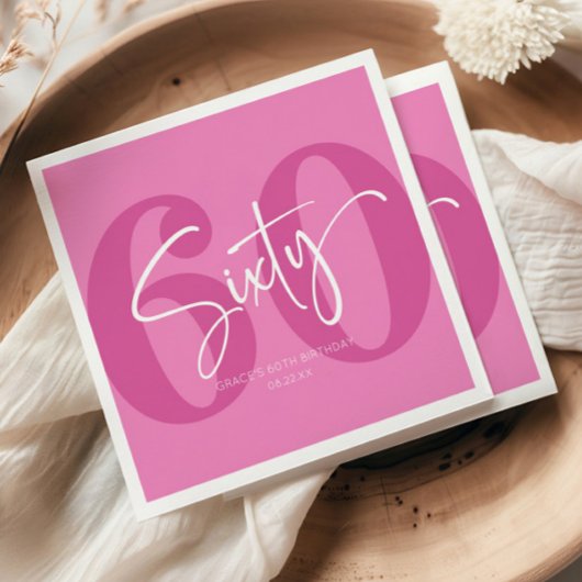 Pink 60. Sechzigste Geburtstagsparty Serviette