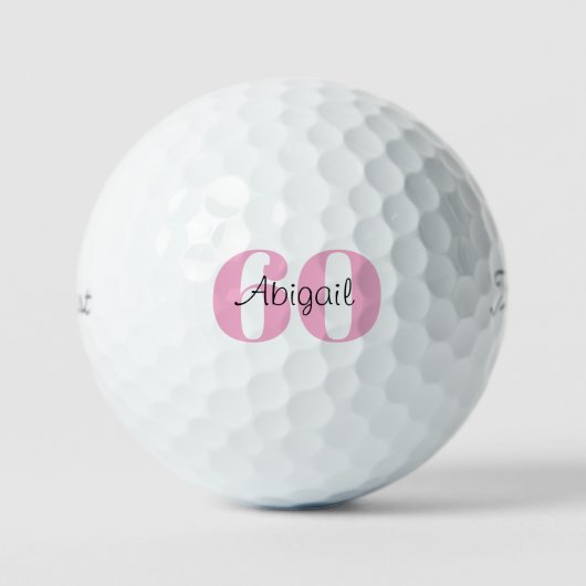 Pink 60th Birthday Script Name Titleist Pro V1 Golfball (Vorderseite)