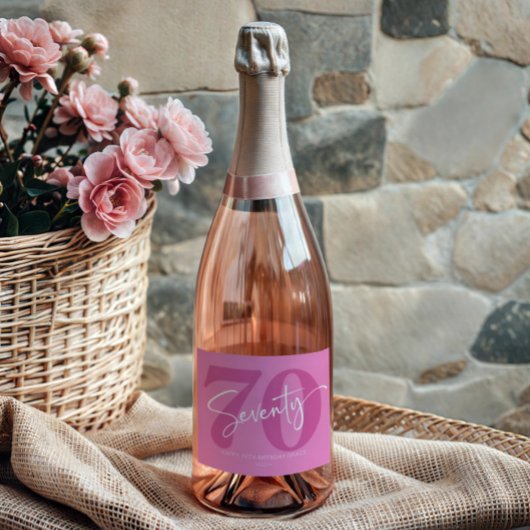 Pink 70. 70. Seventieth Birthday Party Geschenk Schaumweinetikett