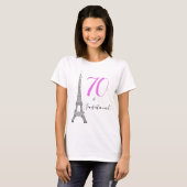 Pink 70 & Sensational Paris Eiffel Tower Geburtsta T-Shirt (Vorne ganz)