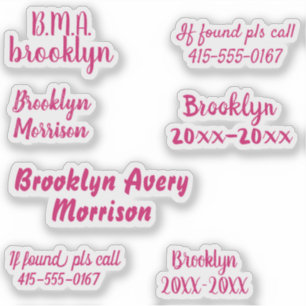 Pink 7 Benutzerdefinierte Texte Name Skript-Decal- Aufkleber