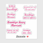 Pink 7 Benutzerdefinierte Texte Name Skript-Decal- Aufkleber (Blatt)