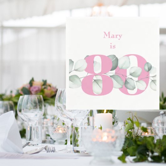 Pink 80. Geburtstag Personalisiert Cocktail Napkin Serviette