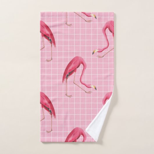 Pink 80er Flamingo Disco-Muster Handtuch (Handtuch)
