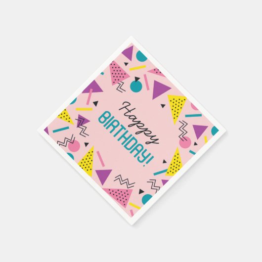 Pink 80er Pattern Birthday Serviette (Ecke)
