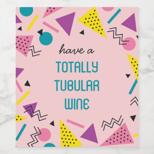 Pink 80er Pattern Weinetikett (Einzelnes Label)