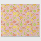Pink 80's Citrus Fruit Slices Geschenkpapier (Flach)