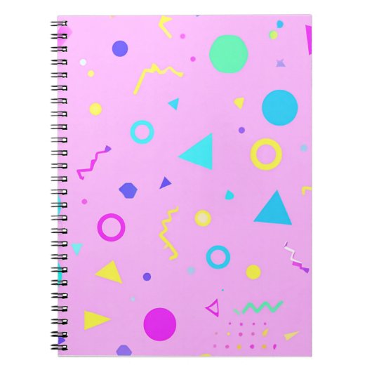 Pink 80s Memphis Geometric Pattern Notizblock (Vorderseite)