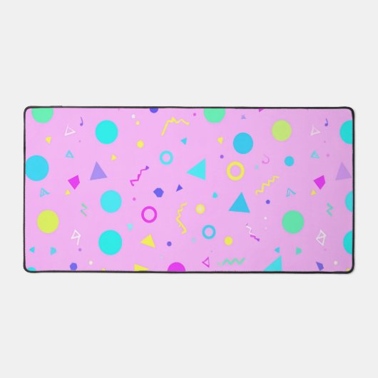 Pink 80s Memphis Geometric Pattern Schreibtischunterlage (Vorderseite)