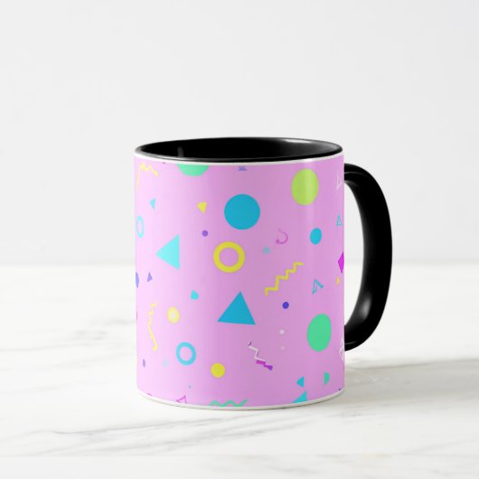 Pink 80s Memphis Geometric Pattern Tasse (VorderseiteRechts)