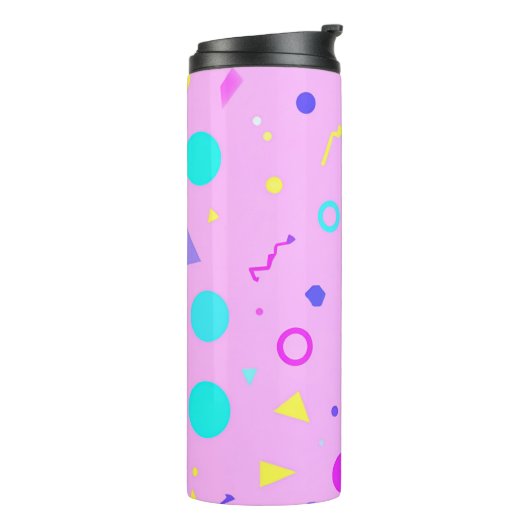 Pink 80s Memphis Geometric Pattern Thermosbecher (Nach links gedreht)