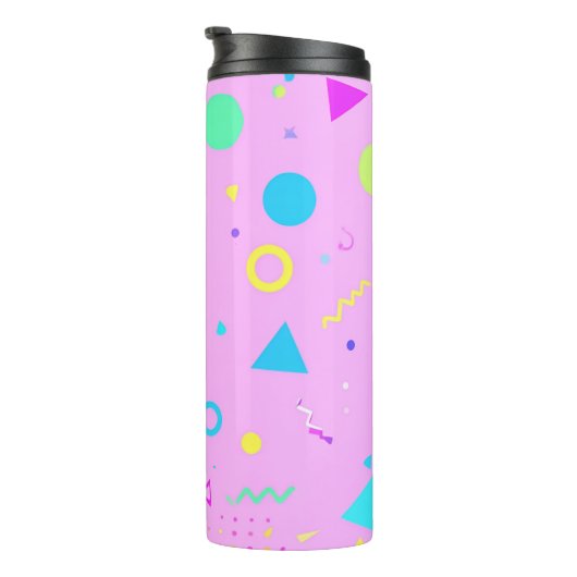 Pink 80s Memphis Geometric Pattern Thermosbecher (Nach rechts gedreht)
