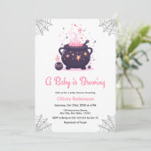 Pink A Baby braut Halloween Baby Dusche Einladung (Stehend Vorderseite)