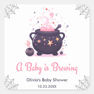 Pink A Baby braut Halloween Baby Dusche Quadratischer Aufkleber