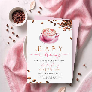 Pink A Baby is Brewing Coffee Bean Baby Shower auf Einladung