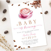 Pink A Baby is Brewing Coffee Bean Baby Shower Einladung