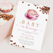 Pink A Baby is Brewing Coffee Bean Baby Shower Einladung