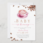 Pink A Baby is Brewing Coffee Bean Baby Shower Einladung (Vorderseite)
