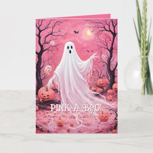 Pink-a-Boo Ghosting Halloween Karte (Vorderseite)