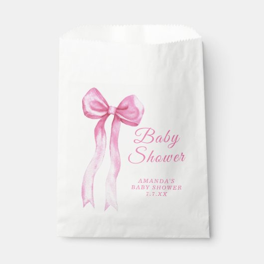 Pink a Bow Es ist eine Mädchen-Baby-Dusche Geschenktütchen (Vorderseite)