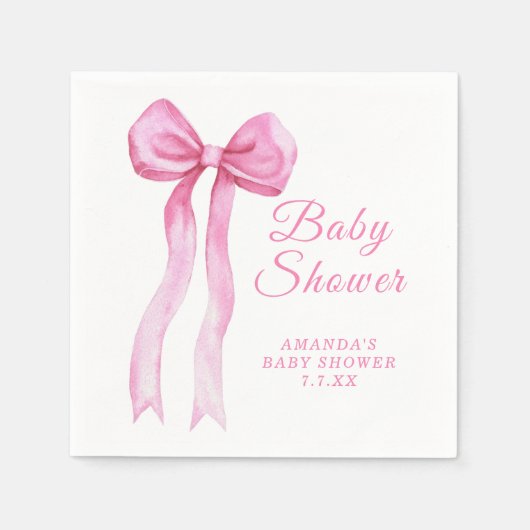 Pink a Bow Es ist eine Mädchen-Baby-Dusche Serviette (Vorderseite)