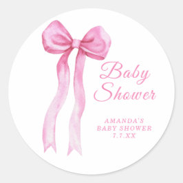 Pink a Bow Girl Babydusche Runder Aufkleber