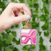Pink A Initial Keychain – Cute Monogram Accessory Schlüsselanhänger (Hand)