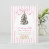 Pink A Merry Little Baby Sprinkle Christmas Tree Einladung (Stehend Vorderseite)