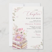 Pink a new Chapter beginnt Buch Thema Kinderdusche Einladung (Vorderseite)