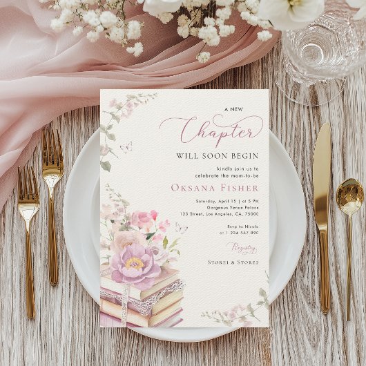 Pink a new Chapter beginnt Buch Thema Kinderdusche Einladung