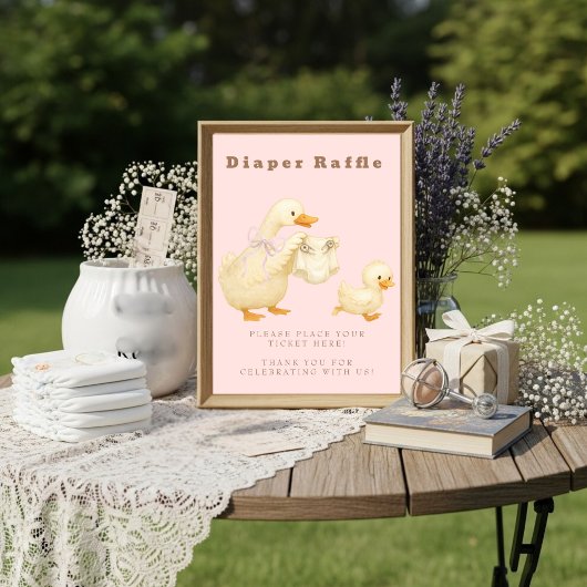 Pink A Silly Goose Diaper Raffle Table Sign  Einladung